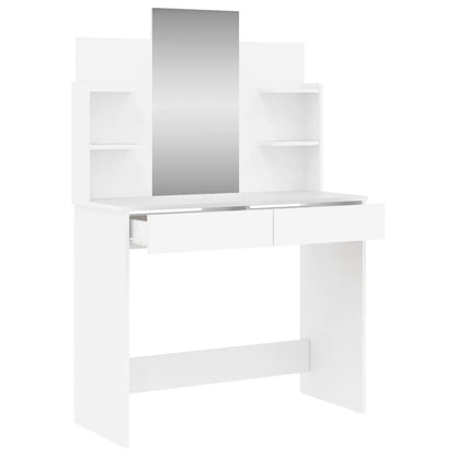 Hvitt sminkebord med speil, 96x39x142 cm