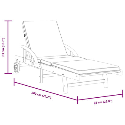 Solsenger 2 stk med puter 200x68x83 cm heltre akasie