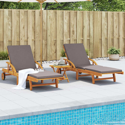 Solsenger 2 stk med puter 200x68x83 cm heltre akasie