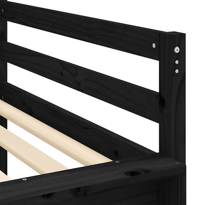 Køyeseng for barn med sklie svart 80x200 cm heltre furu