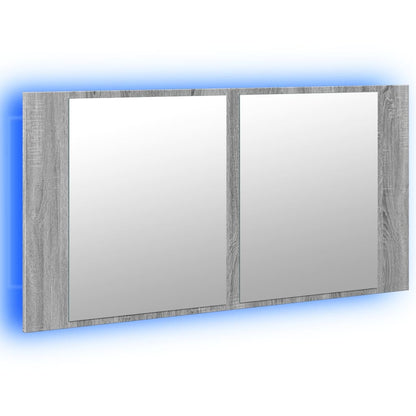 LED-speilskap til baderom grå sonoma 90x12x45 cm akryl