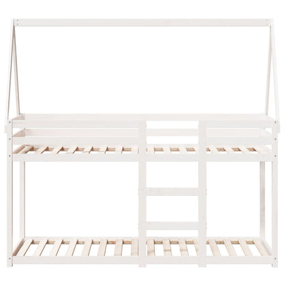 Køyeseng med tak hvit 90x200 cm heltre furu