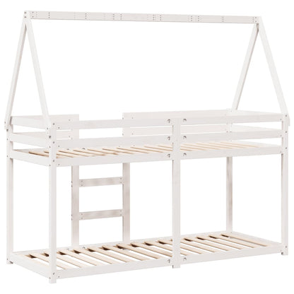 Køyeseng med tak hvit 90x200 cm heltre furu