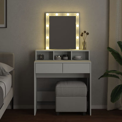 Sminkebord med LED hvit 80x41x144,5 cm