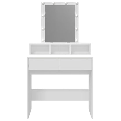 Sminkebord med LED hvit 80x41x144,5 cm