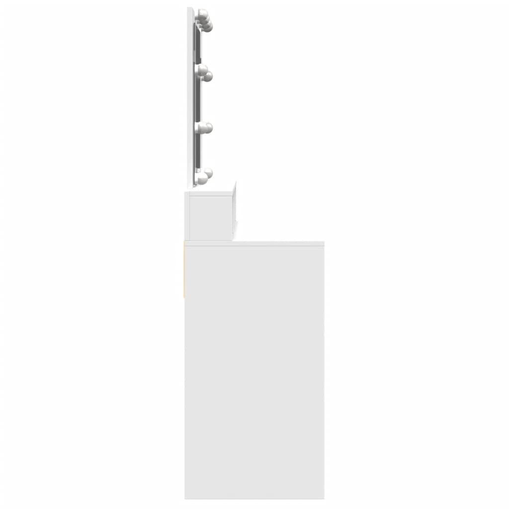 Sminkebord med LED hvit 80x41x144,5 cm