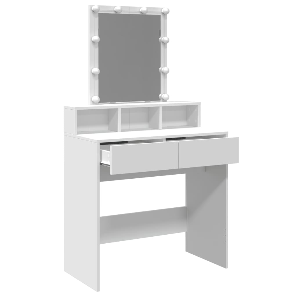 Sminkebord med LED hvit 80x41x144,5 cm