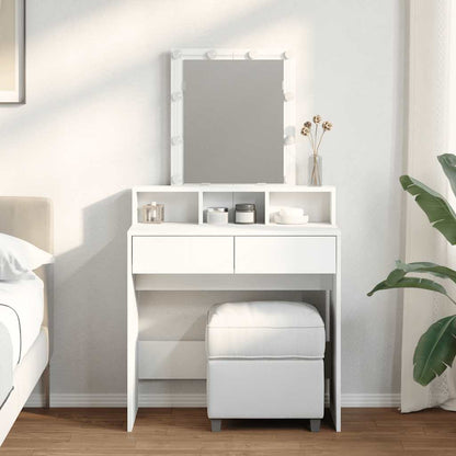 Sminkebord med LED hvit 80x41x144,5 cm