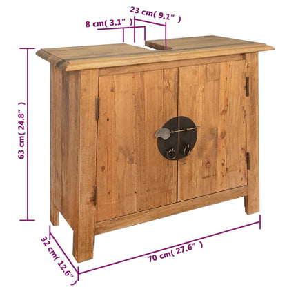 Baderomsskap heltre 70x32x63 cm heltre furu