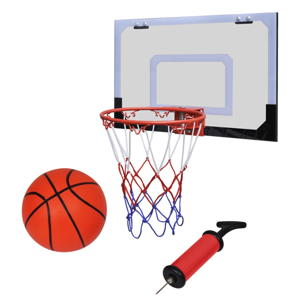 Basketballsett med kurv, ball og pumpe
