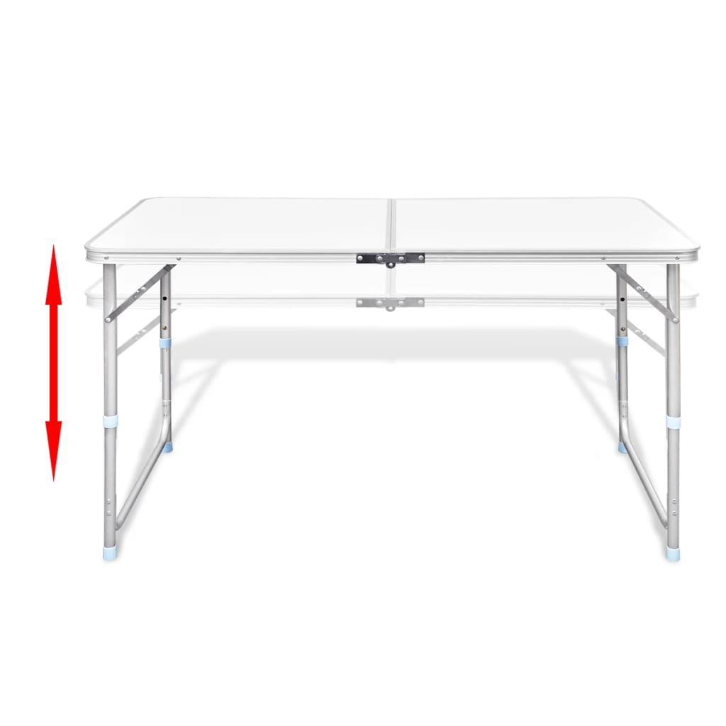Sammenleggbart campingbord med 4 krakker aluminium 120x60 cm