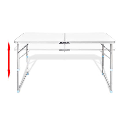 Sammenleggbart campingbord med 4 krakker aluminium 120x60 cm