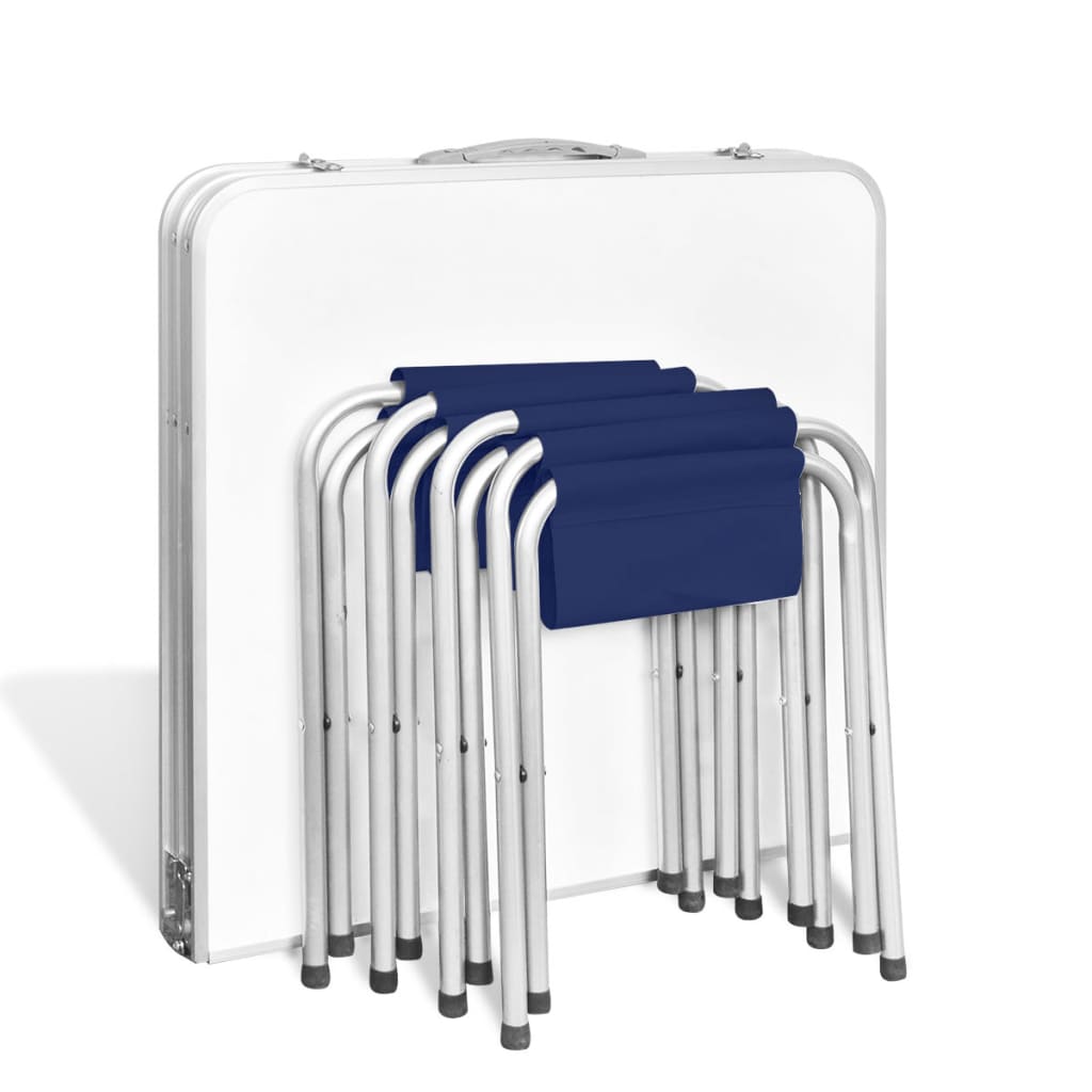 Sammenleggbart campingbord med 4 krakker aluminium 120x60 cm