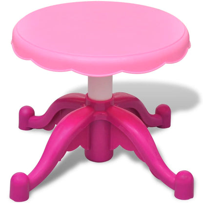 Rosa sminkebord for barn med speil, lys, lyd og mye tilbehør