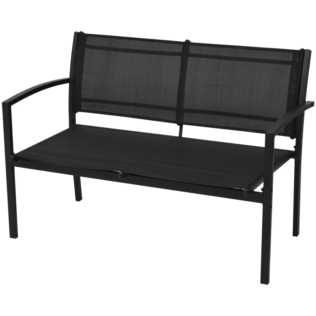 Hagesofagruppe i 4 deler, aluminum og tekstil, svart