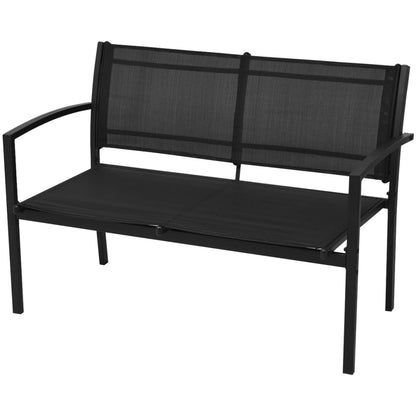 Hagesofagruppe i 4 deler, aluminum og tekstil, svart