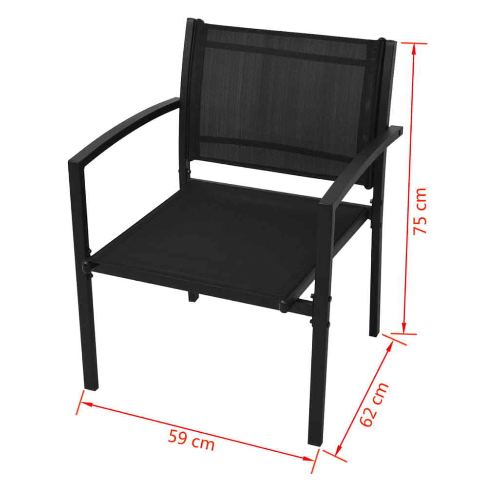 Hagesofagruppe i 4 deler, aluminum og tekstil, svart