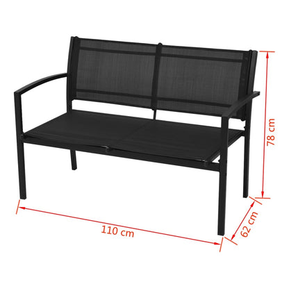 Hagesofagruppe i 4 deler, aluminum og tekstil, svart