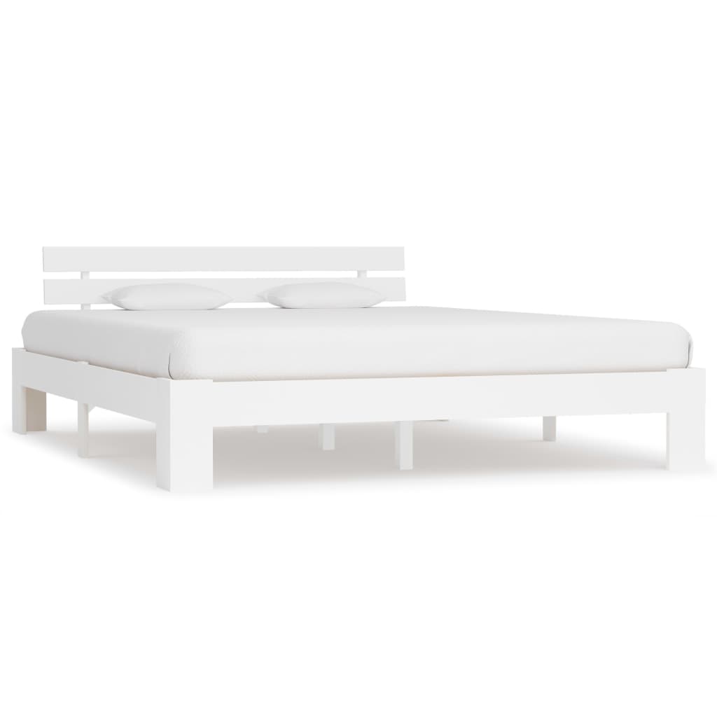 Sengeramme med hodegavl hvit 160x200 cm heltre furu