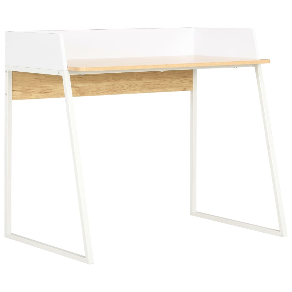 Skrivebord i hvit og eik, 90x60x88 cm
