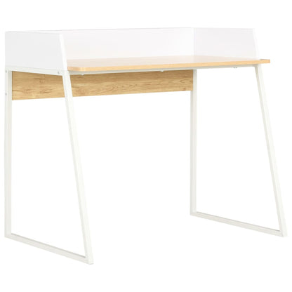 Skrivebord i hvit og eik, 90x60x88 cm