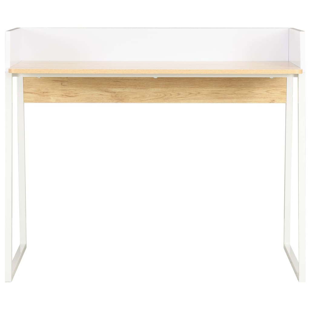 Skrivebord i hvit og eik, 90x60x88 cm