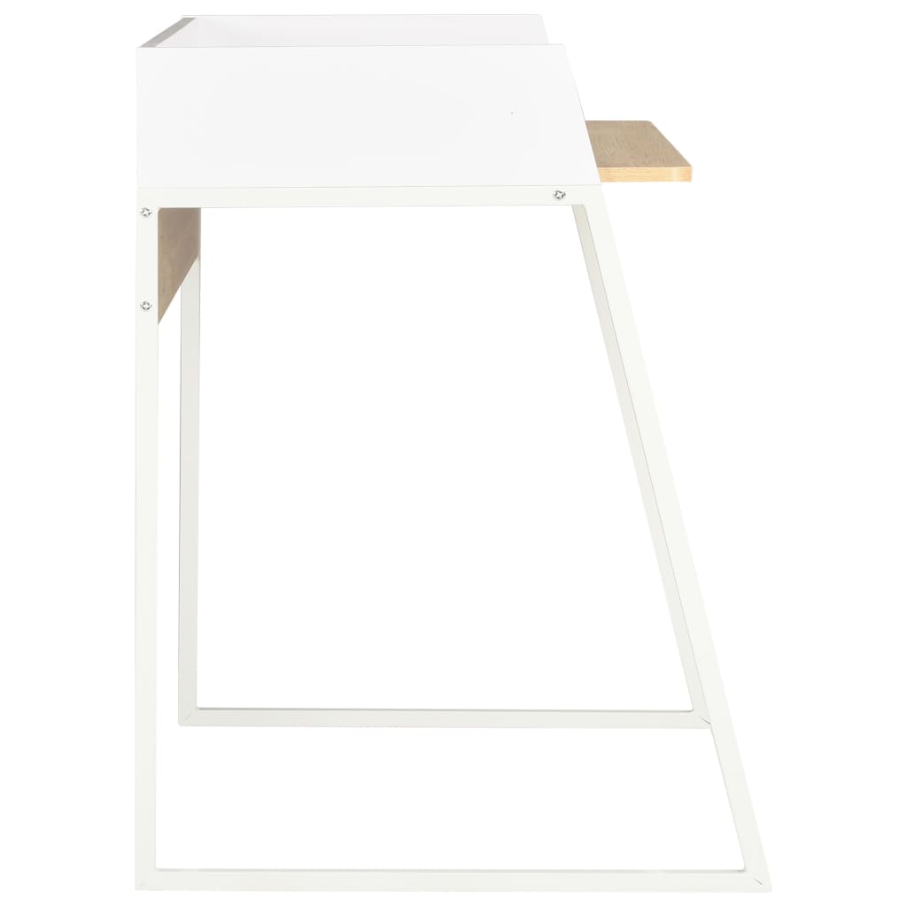 Skrivebord i hvit og eik, 90x60x88 cm