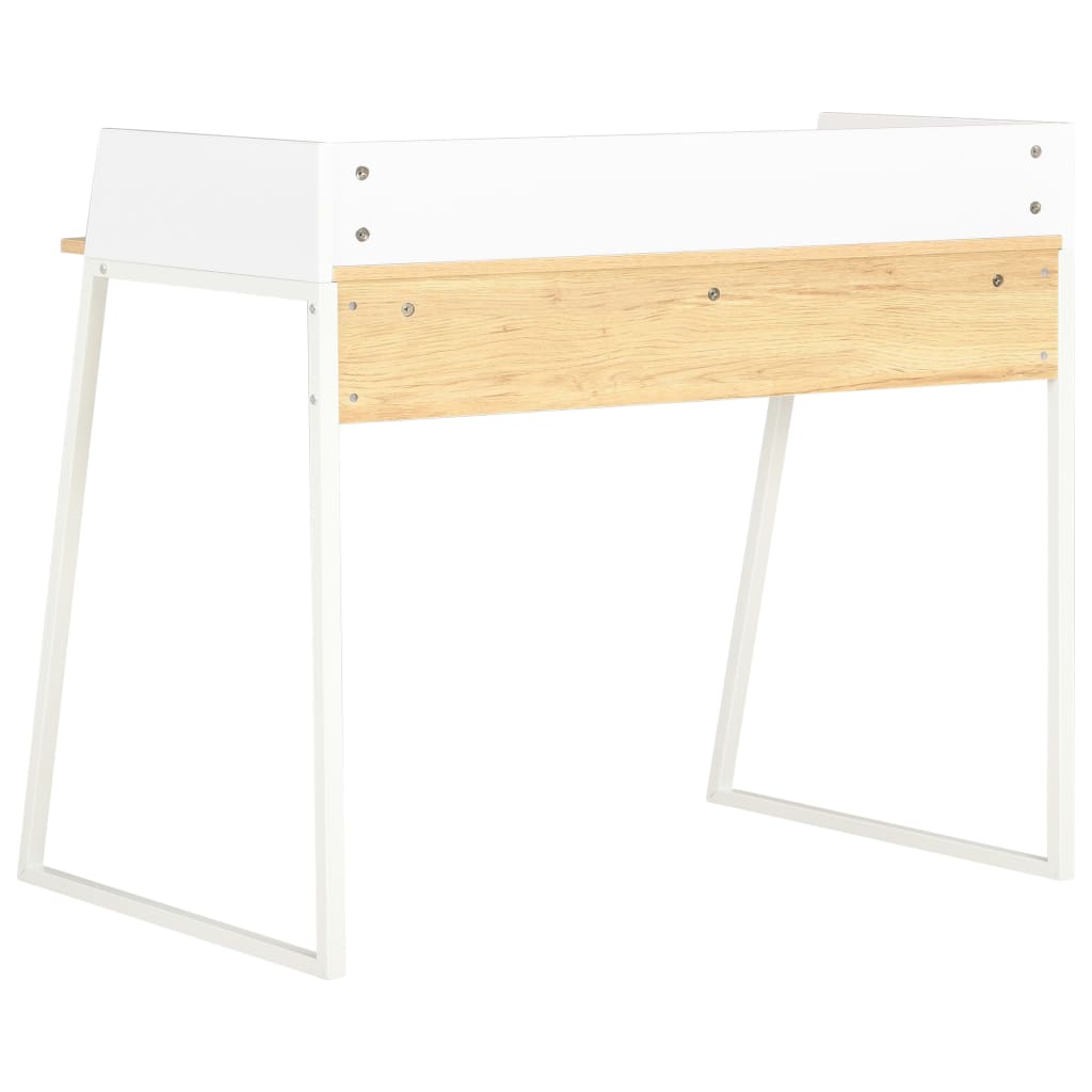 Skrivebord i hvit og eik, 90x60x88 cm
