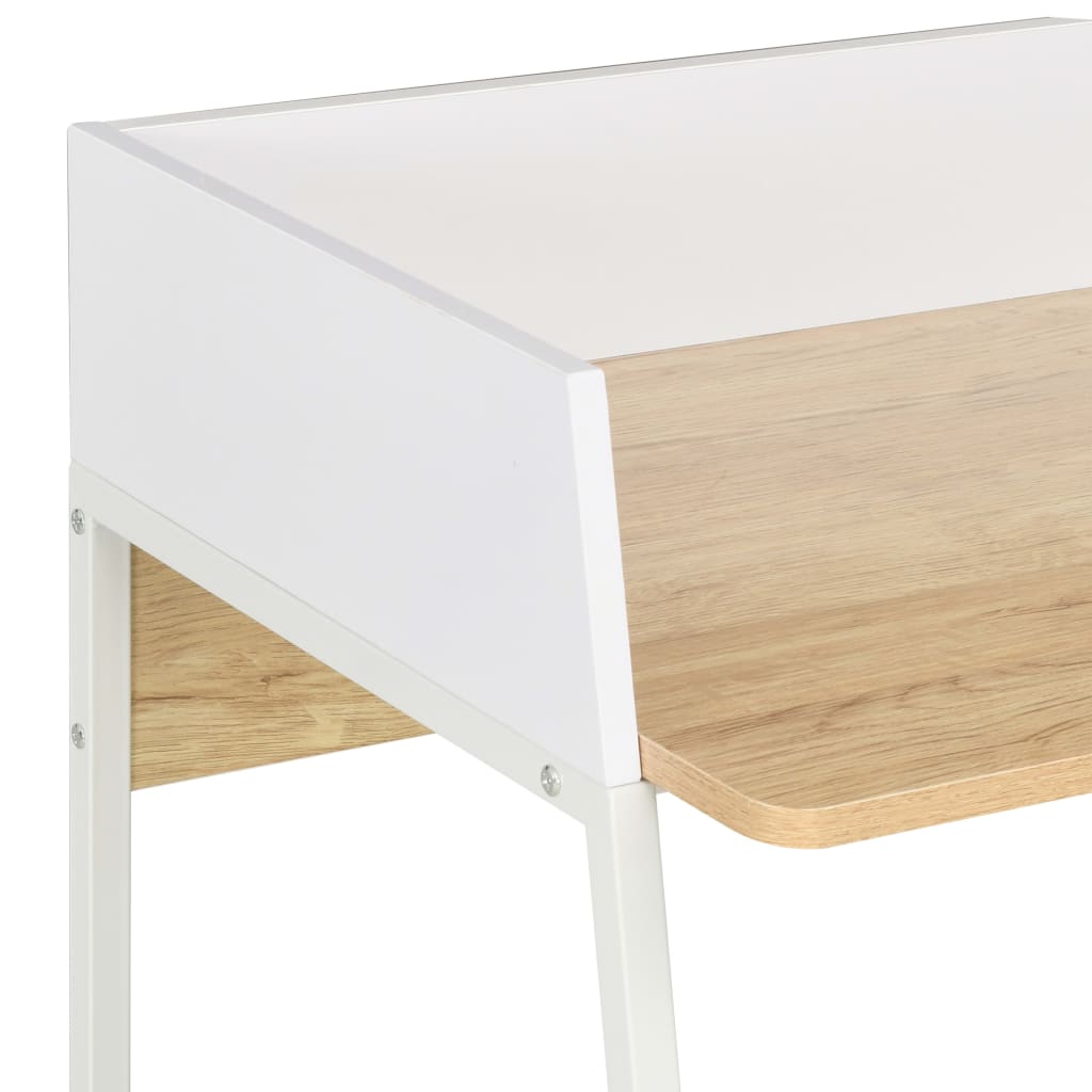Skrivebord i hvit og eik, 90x60x88 cm