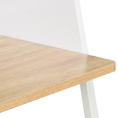 Skrivebord i hvit og eik, 90x60x88 cm