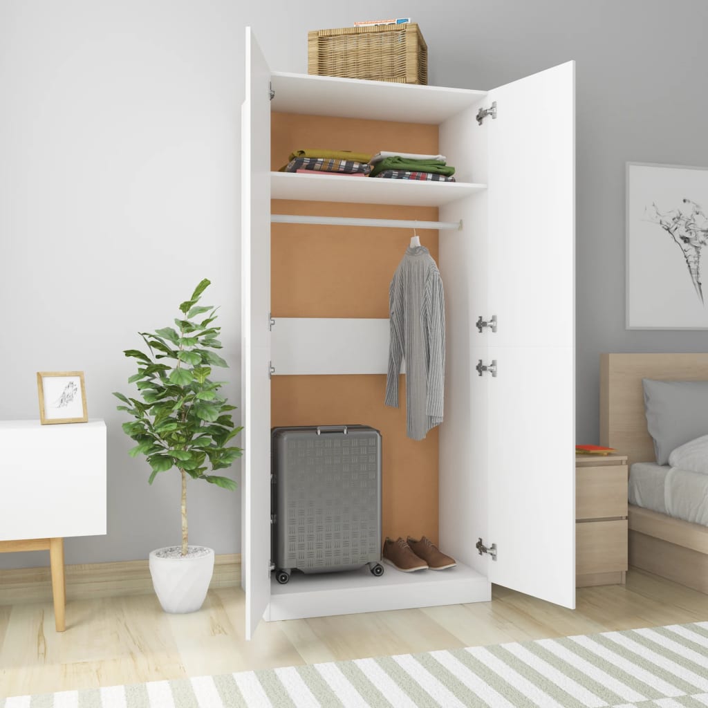 Garderobe hvit 90x52x200 cm konstruert tre