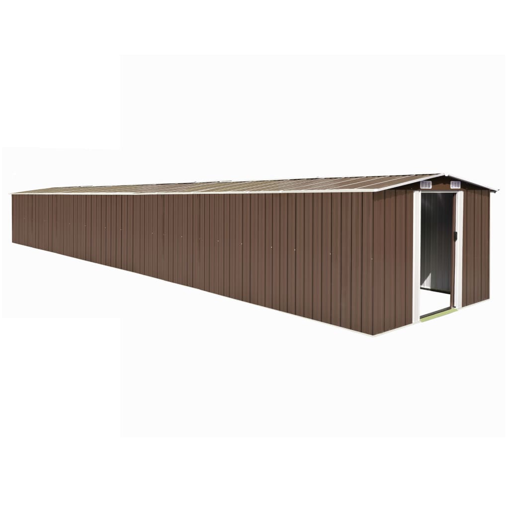 Hageskur brun 257x990x181 cm galvanisert stål
