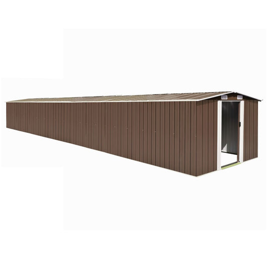 Hageskur brun 257x990x181 cm galvanisert stål