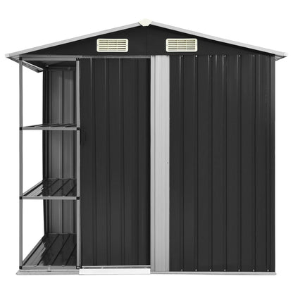 Hageskur med hylle antrasitt 205x130x183 cm jern