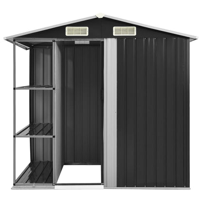 Hageskur med hylle antrasitt 205x130x183 cm jern