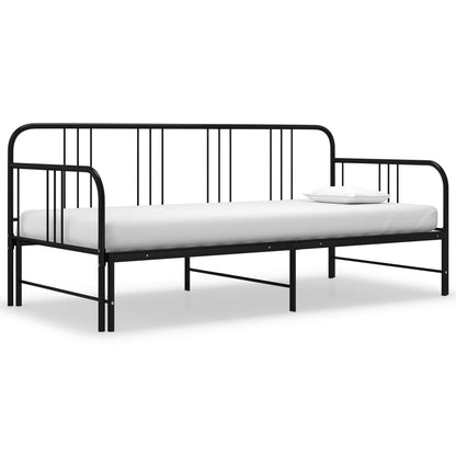 Uttrekkbar svart sovesofa i metall, 90x200 cm