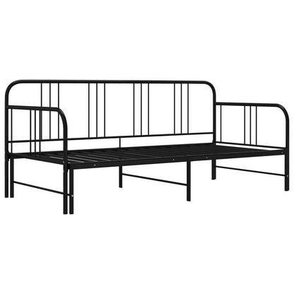 Uttrekkbar svart sovesofa i metall, 90x200 cm