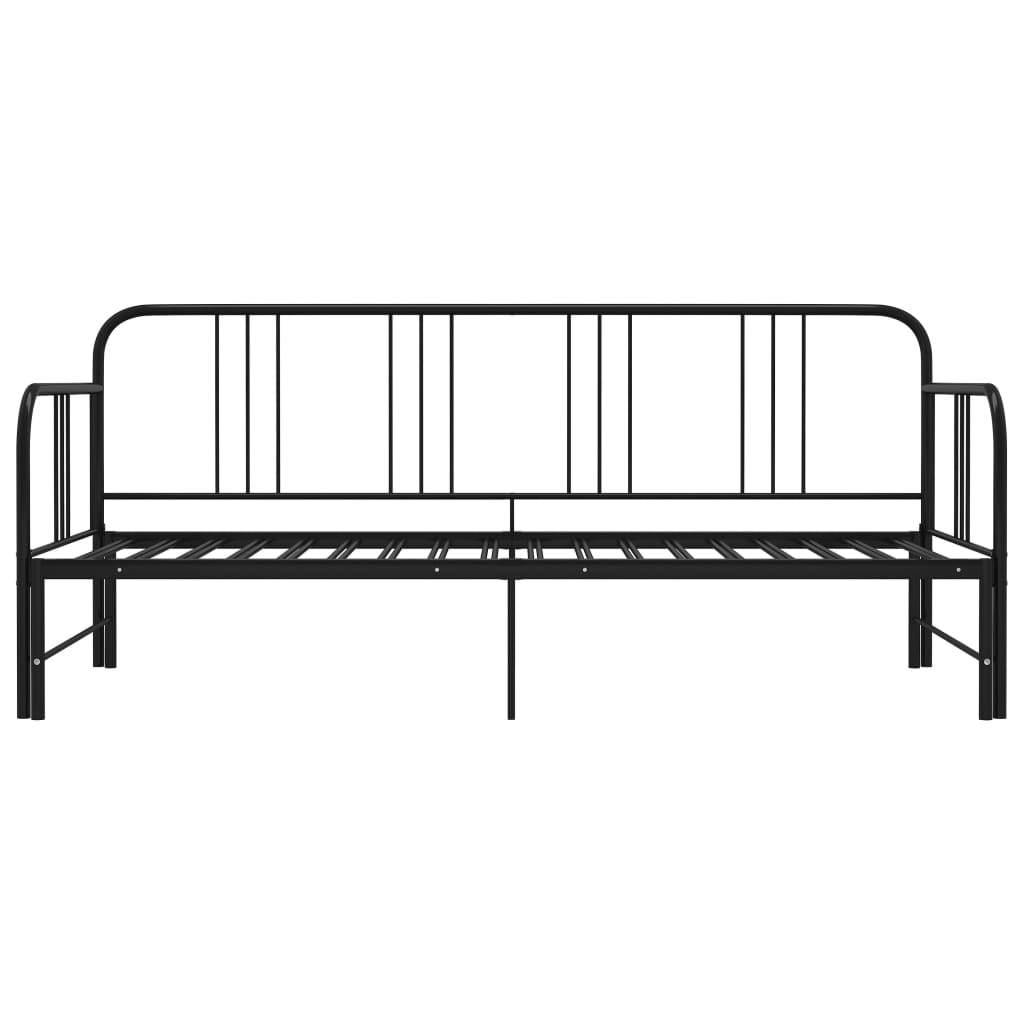 Uttrekkbar svart sovesofa i metall, 90x200 cm