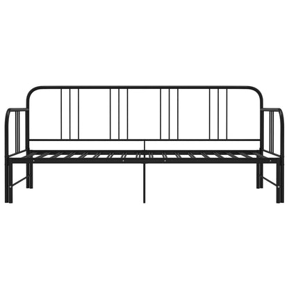 Uttrekkbar svart sovesofa i metall, 90x200 cm