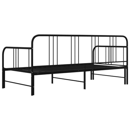 Uttrekkbar svart sovesofa i metall, 90x200 cm
