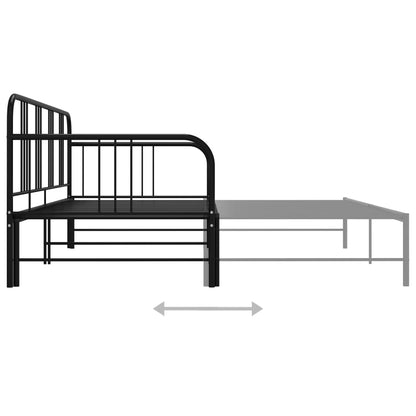 Uttrekkbar svart sovesofa i metall, 90x200 cm