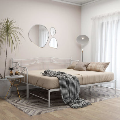 Hvit uttrekkbar sovesofa, 90x200 cm
