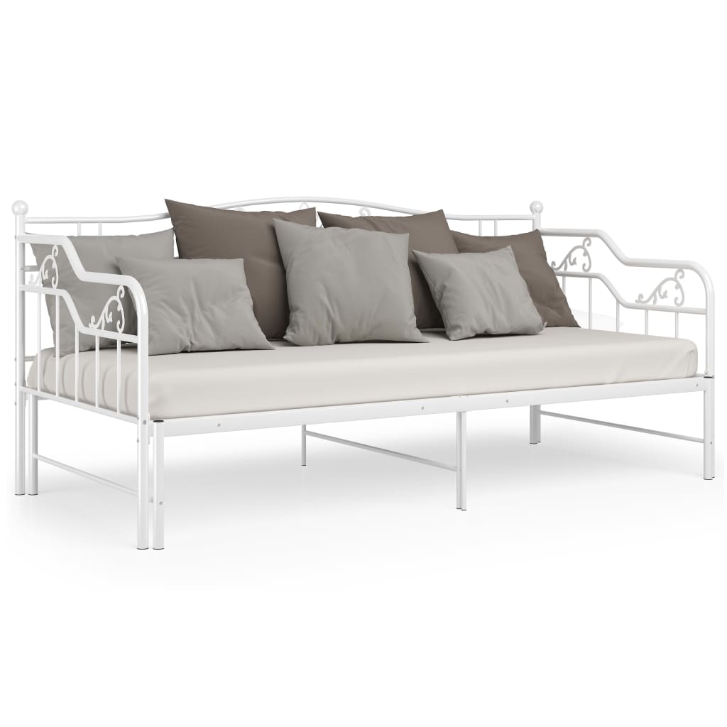 Hvit uttrekkbar sovesofa, 90x200 cm