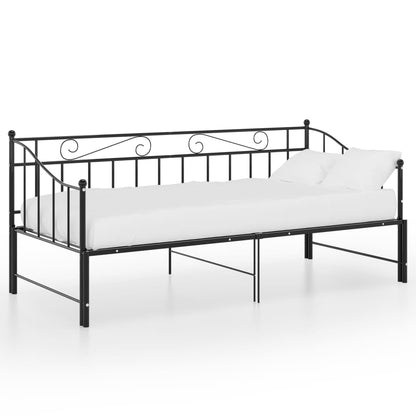 Svart uttrekkbar sovesofa, 90x200 cm