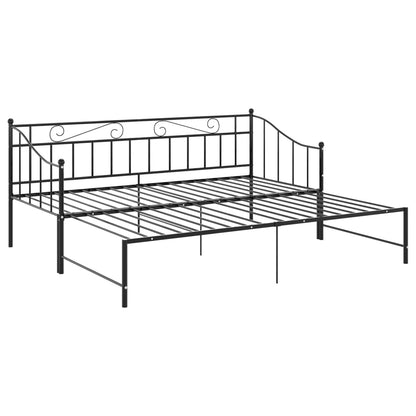Svart uttrekkbar sovesofa, 90x200 cm