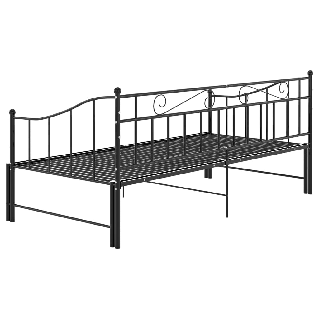 Svart uttrekkbar sovesofa, 90x200 cm