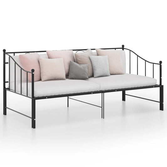 Svart uttrekkbar sovesofa, 90x200 cm