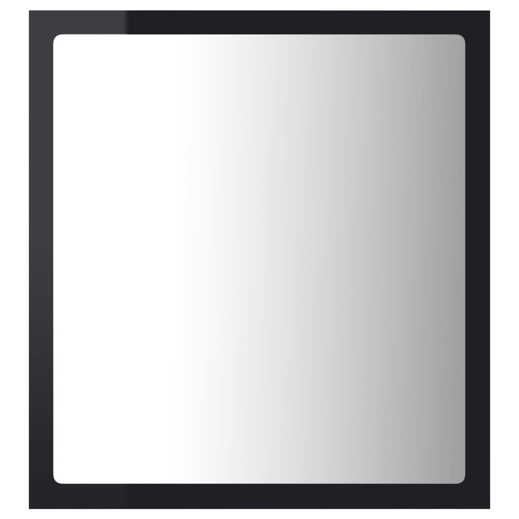 LED-badespeil høyglans svart 40x8,5x37 cm akryl