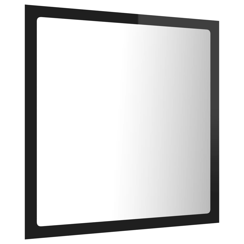 LED-badespeil høyglans svart 40x8,5x37 cm akryl