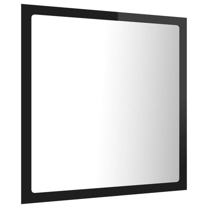 LED-badespeil høyglans svart 40x8,5x37 cm akryl